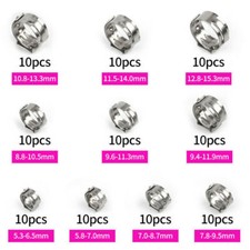100PCS Assorted Hose Clamp Set Stainless Steel Ear Cinch Rings Crimp Pinch Kit