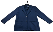 Alfred Dunner Blazer Womens Size 12 Navy Blue Long Sleeve Pockets Business
