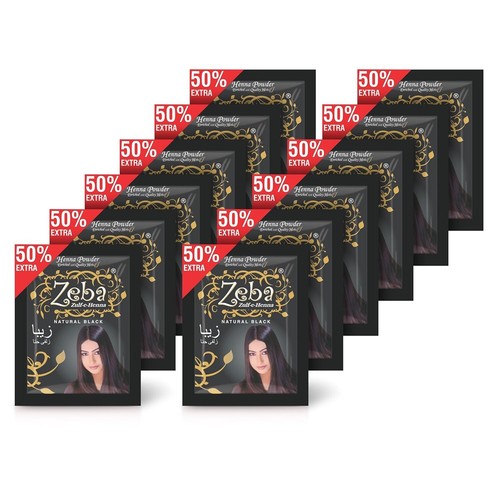ZEBA BLACK Henna Powder 30 Gram ( Pack of 12 ) Black Colour Free