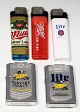 Vintage Lot Miller Lighters Beer Necessities Genuine Draft Lite Can