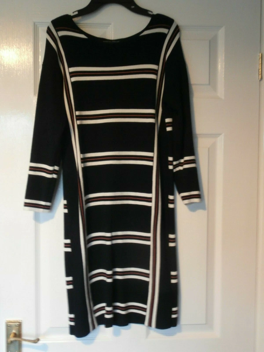 Evening Party Christmas Jumper Dress navy cream orange stripe Dorothy Perkins 8 eBay