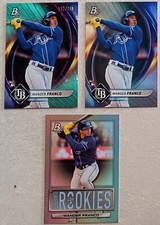 3 BOWMAN 2022 PLATINUM WANDER FRANCO ROOKIE #69 AQUA ICE FOIL /250 & BASE & RR-2