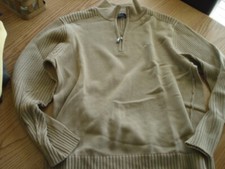 MENS BEN SHERMAN SWEATER L LARGE TAN QUARTER ZIP