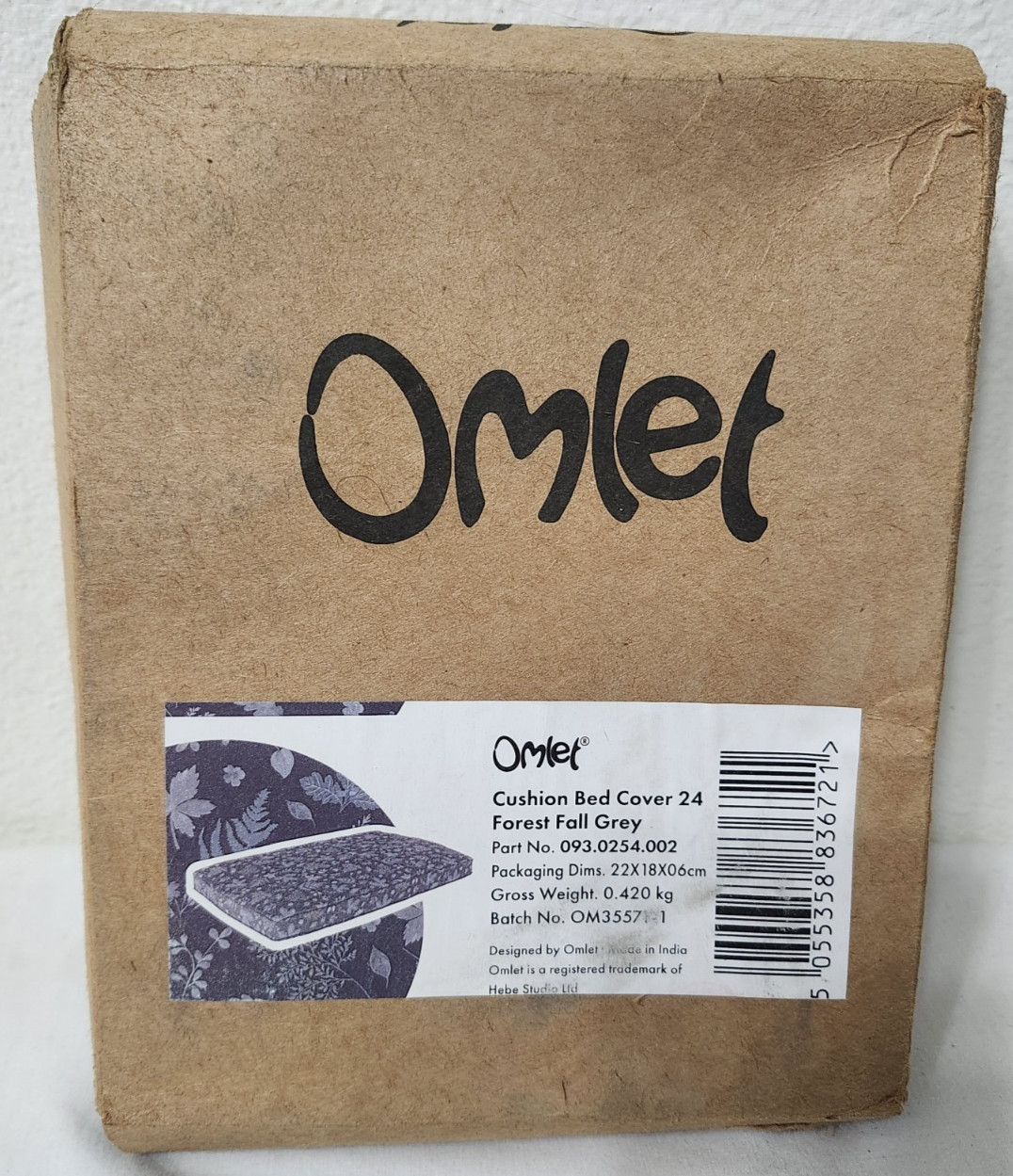 Omlet Cushion Bed Cover 24 - Forest Fall Grey - New Other