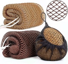 2 Pack African Net Sponge Exfoliating Scrubber Bath Sponge for Daily Use Dark B