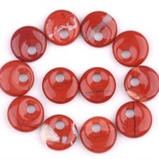 20pcs Natural Red Jasper Stone Large Hole Circle 20mm Beads Pendants DIY Jewelry