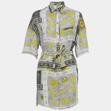 Versace Jeans Grey Printed Crepe Tunic Top M