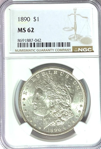 1890 $1 Morgan Silver One Dollar MS62 Philadelphia BU