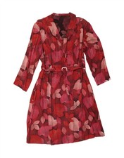VINTAGE Womens Long Sleeve A-Line Dress UK 14 Large Red Floral QP10