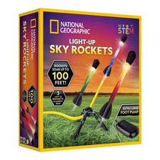 LED Air Rocket Launcher for Kids - Launch Foam Rockets Up to 100 Feet