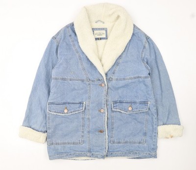 Ashley - Vintage Charm Damen Jacke blau Denim Sherpa gefüttert M