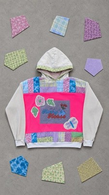 Harry Styles Upcycled Quilted Patchwork Hoodie Vintage Aesthetic Streetwear