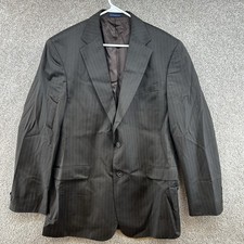 Stafford Men's Wool Blazer Size 44 Long Dark Brown Long Sleeve Two Button