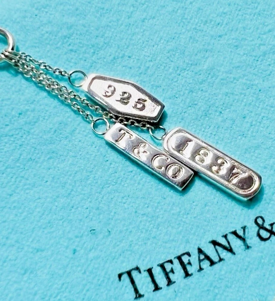 TIFFANY & CO 1837 TRIPLE 3 BAR ELEMENTS LARIAT DROP DANGLE PENDANT