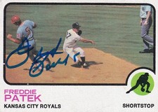 Freddie Patek (TOUGH AUTOGRAPH) 1973 Topps Kansas City Royals SIGNED CARD RARE