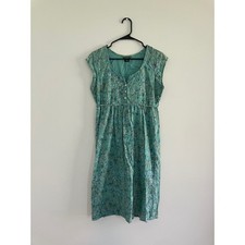 Eddie Bauer green multicolored dress 100 cotton womens size small cottagecore