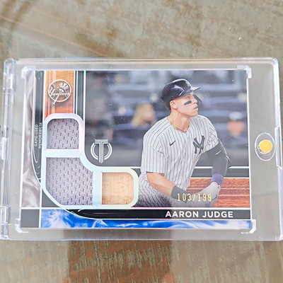 Topps 2022 Tribute Triple Relics Aaron Judge Yankees TTR-AJ Mem SN /199