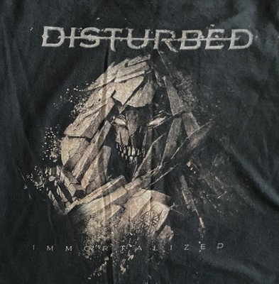 Disturbed Immortalized 2016 Tour Logo Dbl Sided Large Black T Shirt Band Holes