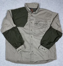 Game Winner Hunting Shirt Mens XL Khaki Olive Quilted Shooting Patch Reinforced