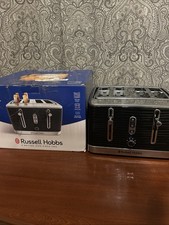 Russell Hobbs 4-Slice Toaster Black Textured Design, Lifts & Lock.