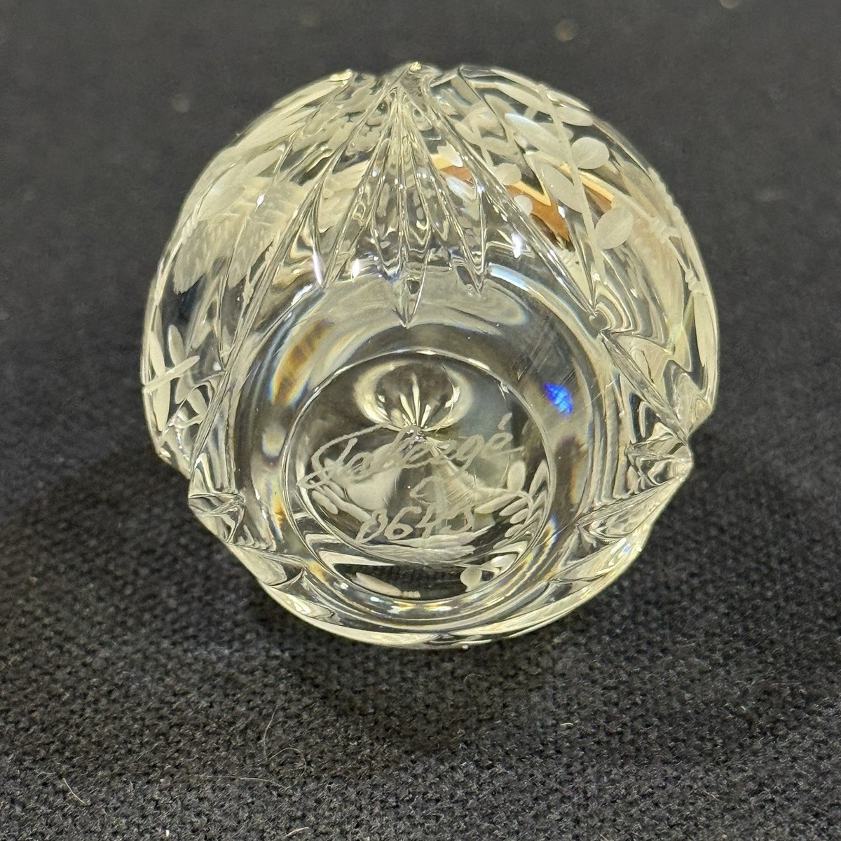 Vintage FABERGE Crystal Egg Etched Bird Original Box Signed and
