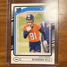 Panini 2024 Donruss Rated Rookie Devaughn Vele #395 Denver Broncos Football Card. rookie card picture