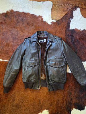 Vintage Schott Leather Shearling Lined Bomber A2  Size 42