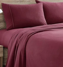 1500 Supreme Sweet Home Collection Flannel Sheet Set Full Size Burgundy