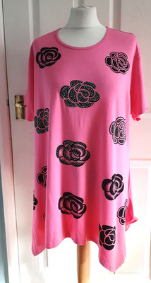 Frank Usher T-Shirt Short Sleeves Round Neck Flower Print Top New Size S/M