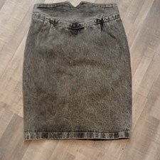 VTG 80s 90s Candies Skirt Acid Wash Gray Denim Exposed Front Zip Made in USA 11