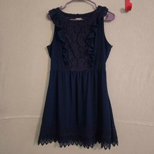 Womens Lg Dress Jolt Navy Blue Lace Trim Sleeveless [82.0206]