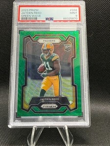 2023 Panini Prizm - Rookies Jayden Reed #334 Green Wave Prizm (RC) PSA 9