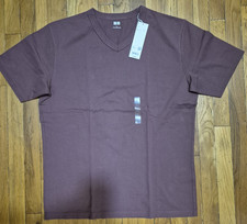 Uniqlo 2026 V Neck Wine T-Shirt 100 Cotton Size L, 41-44 Inch Chest 