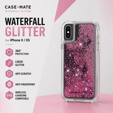 Case-Mate (iPhone X/XS) Glitter 360 Case + Tempered Glass Screen Protector Cover