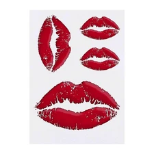 4 x 'Red Lipstick Kiss' Temporary Tattoos / Transfers (TO00041849)