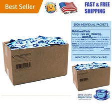 Zero Calorie Aspartame Sweetener Packets (2000 Count) - Perfect for Beverages