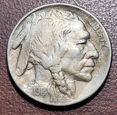 1914-D Buffalo Nickel Full Horn EF Extremely Fine XF Semi-Key Date Scarce Coin