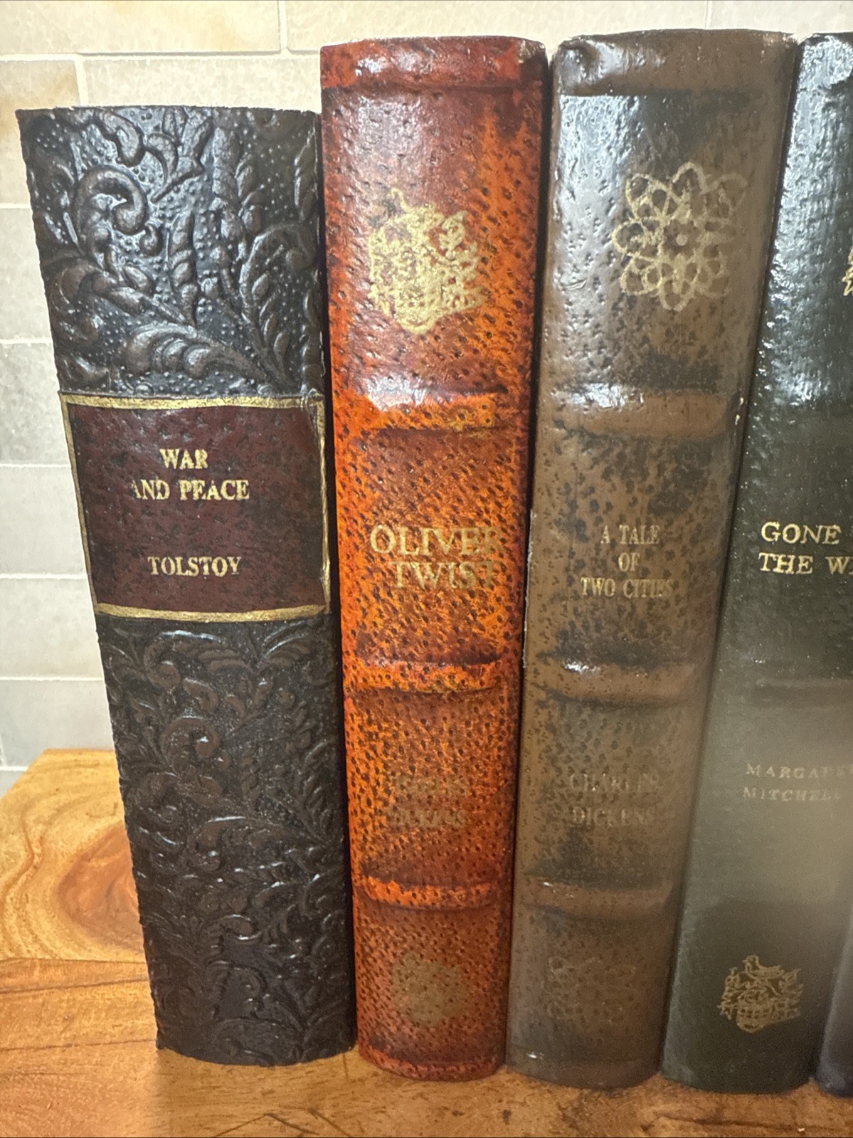 Decorative Faux Books Storage Boxes Wood Felt Lined Hollow Book Hide Lot Of 7