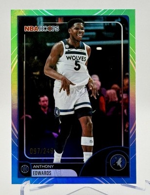 Anthony Edwards 2026 Topps NBA Hoops #195 Green Blue Rainbow Timberwolves /249