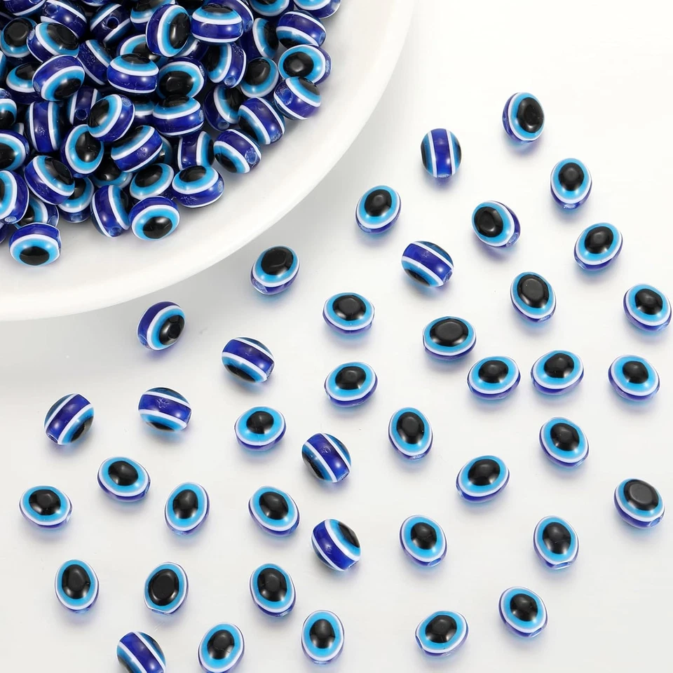 Cuentas de murano de resina azul real ovaladas de 10 mm con dijes con cuentas espaciadoras 200 un. Foto 2 de 4