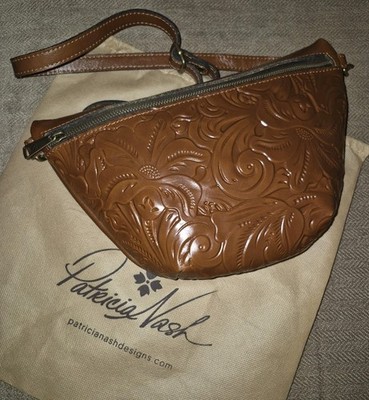  Patricia Nash FLORENCE TINCHI TOOLED Floral Full-Grain Leather Convertible Bag