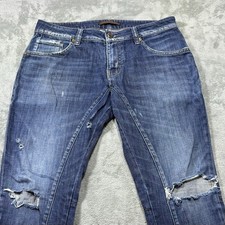 Jeans Americanino San Diego blu zip mosca effetto invecchiato preppy vestibilità dritta raro 
