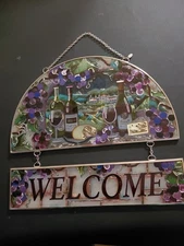 Amia Paul Brent Sun-Catcher Half Circle Vineyard Wine Cheese Grape Welcome Sign