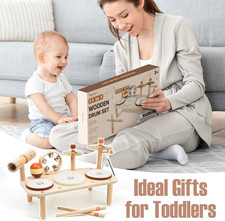 Montessori Educational Toys Learning Game Kids 2 Drum Set Musical Instruments.