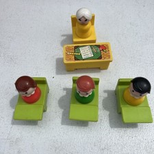 Vintage Fisher Price Little People School House Furniture Desks Teacher Desk