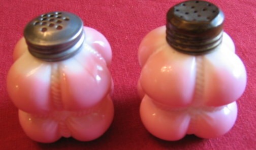 NICE Victorian Pair of Porcelain Pink & White Salt & Pepper Shakers