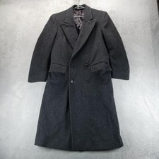 VTG Christian Dior Coat Mens 40 Gray Wool Double Breasted Long Overcoat 80s