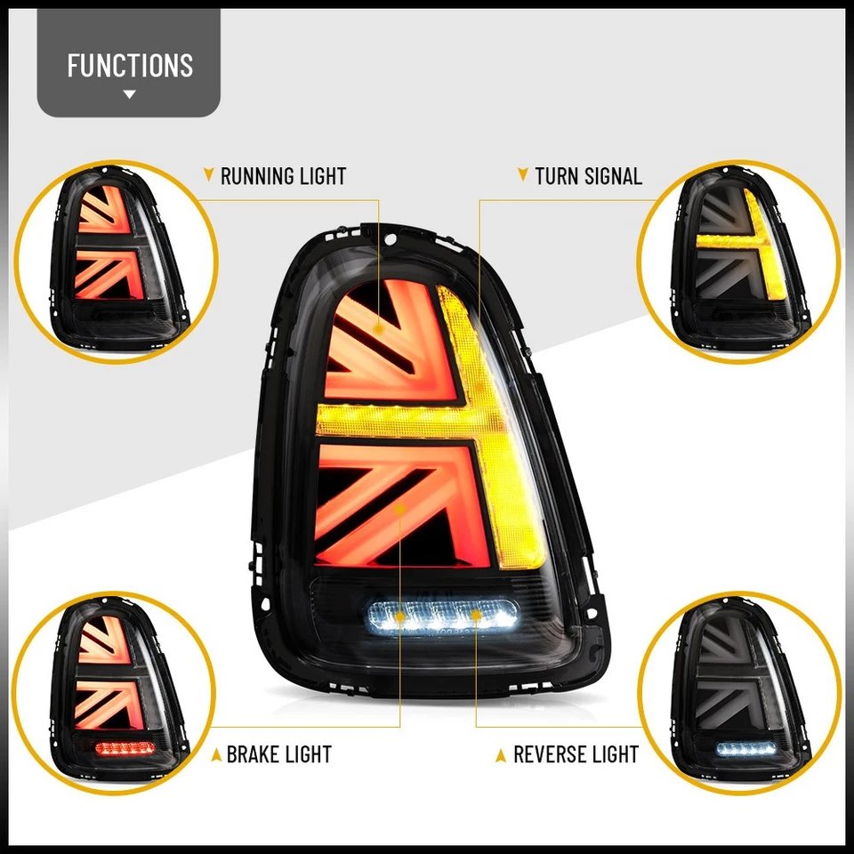 Luces traseras LED VLAND para Mini Cooper R56 R57 R58 R59 2007-13 luz de freno ahumada Foto 4 de 4