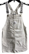 CALVIN KLEIN Girl's White Bibbed Skirt Denim Overrals size M 8/10  GK
