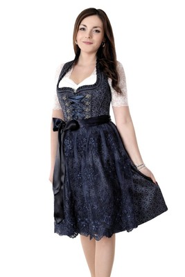 Neues Fuchs Superior Dirndl Mina,royalblau,60cm,edel,Letzte Gr.44,-40% reduziert